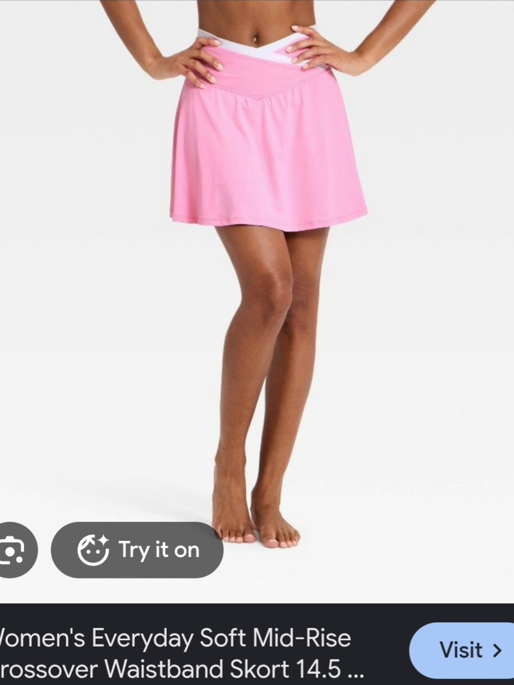 all in motion Pink Flared Skater Skort with Crossover Waistband